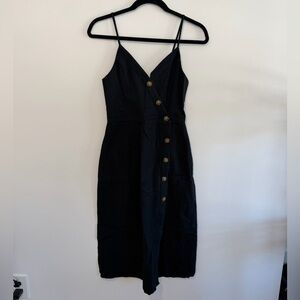 Abercrombie & Fitch Black Midi Dress with Button Detail